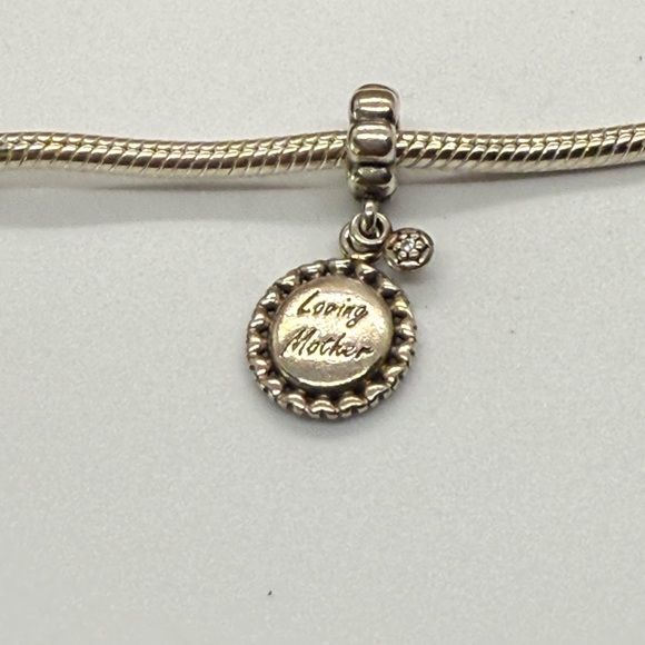 Authentic Pandora Retired “Loving Mother” Dangle Charm S925 ALE Sterling Silver - Picture 5 of 5